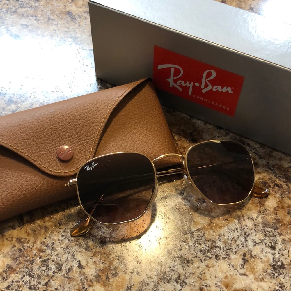 Rayband Hexagonal Flat Lenses Sunglasses
